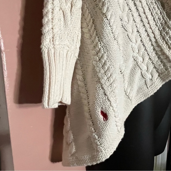 Ralph Lauren women’s cream cardigan open knit waterfall sailor collar sweater XL - Picture 6 of 14